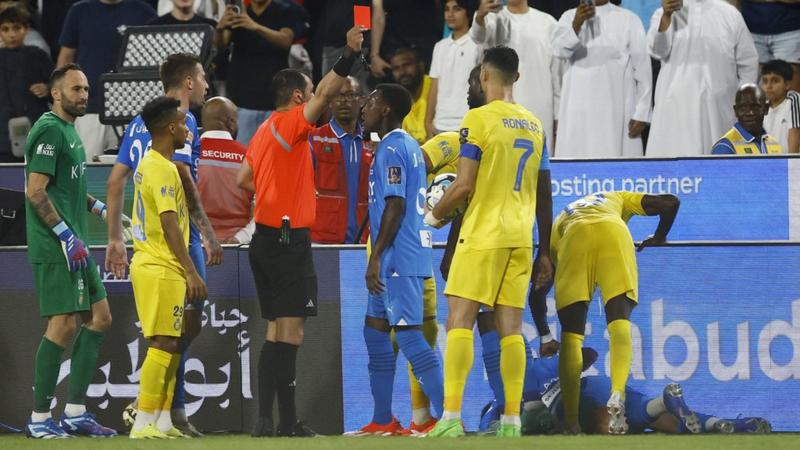 Cristiano Ronaldo had been booked earlier in the game, before receiving a straight red card