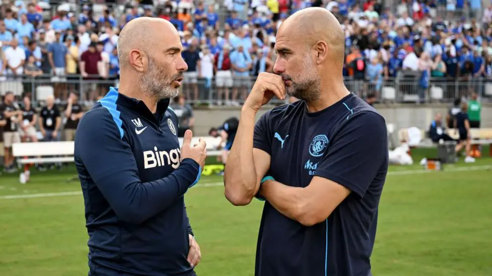 Chelsea's Enzo Maresca and Manchester City's Pep Guardiola have the prospect of the Club World Cup this June and July