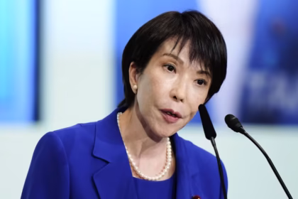 Sanae Takaichi, the new leader of Japan's governing Liberal Democratic Party (LDP), speaks during the leadership election in Tokyo