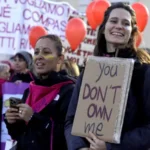 Protests against violence against women have taken place across Italy recently, often led by feminist group Non Una Di Meno (Not One Less) - this demonstration took place in Rome on Saturday