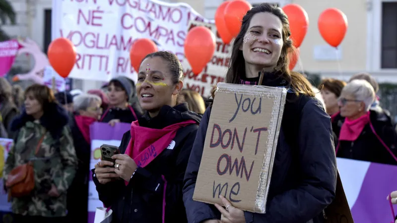 Protests against violence against women have taken place across Italy recently, often led by feminist group Non Una Di Meno (Not One Less) - this demonstration took place in Rome on Saturday