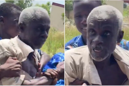 Elderly man breaks down