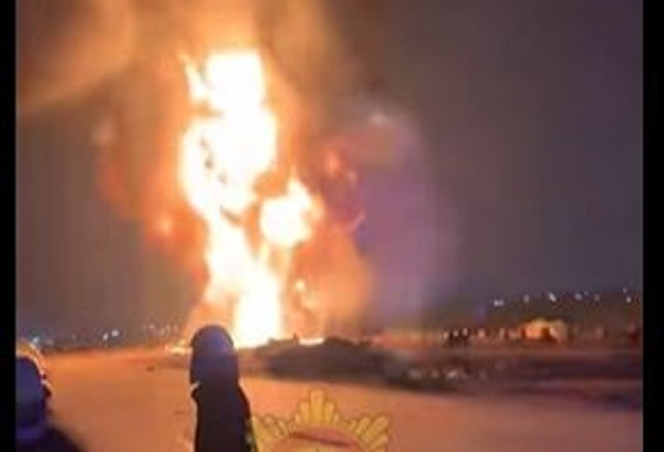 A fuel tanker has been engulfed in flames on the Tema Motorway