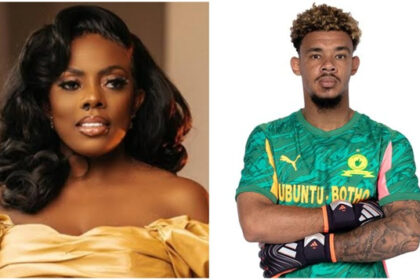 Nana Aba Anamoah and South African goalkeeper Ronwen Williams