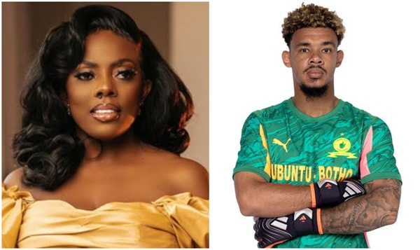 Nana Aba Anamoah and South African goalkeeper Ronwen Williams