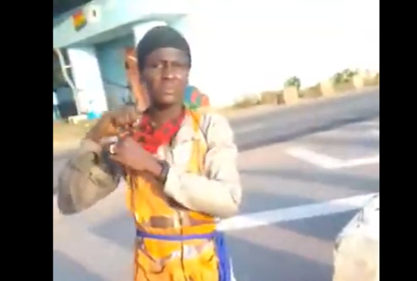 Homeless Nigerian national at a roadside location in Tema