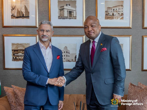 Dr Subrahmanyam Jaishanka and Foreign Affairs Minister Samuel Okudzeto Ablakwa
